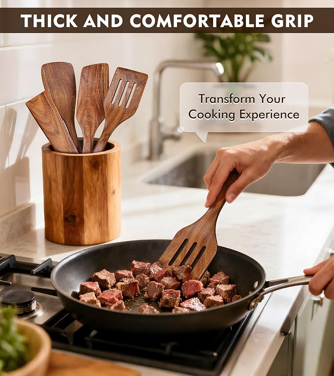 4Pcs Wooden Spatula for Cooking, Acacia Wooden Spatula for Kitchen Use - Image 3