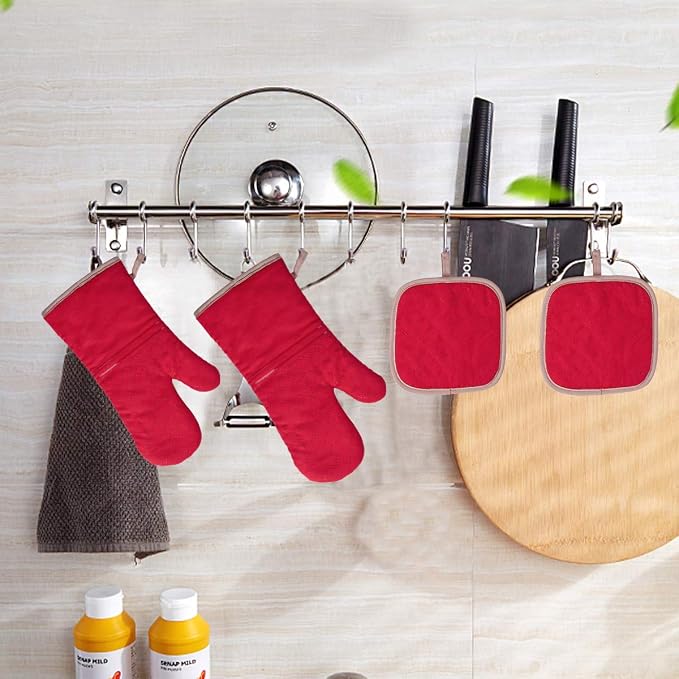 4Pcs Oven Mitts and Pot Holders Set, 572F Heat Resistant Oven Glove, Soft - Image 5