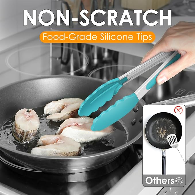 HOTEC Premium Stainless Steel Locking Kitchen Tongs - Image 8