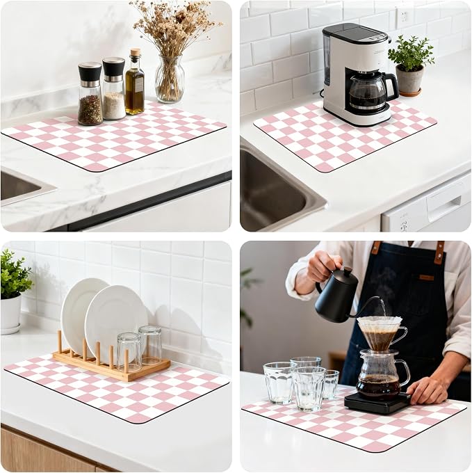16" x 24" Checkered Dish Drying Mat - Image 8