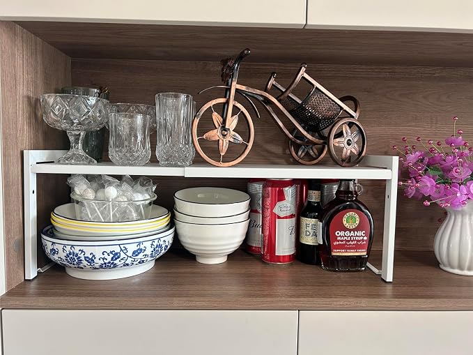 Expandable Cabinet Shelf Organizer 16-26" L Stackable Kitchen Counter Shelf - Image 6