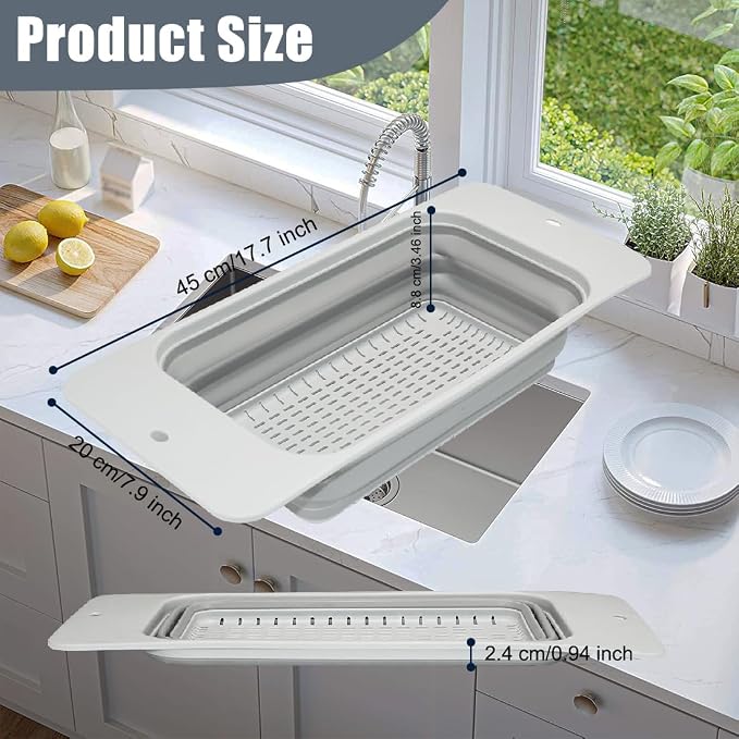 Collapsible Colander Silicone Kitchen Strainer, Over The Sink Strainer Basket - Image 2