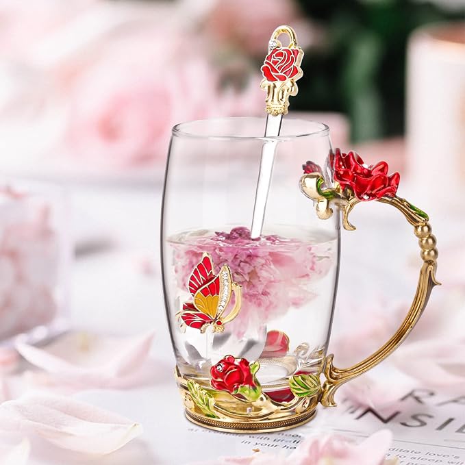 OEAGO Gifts for Women Mom Mothers Tea Cup Best Birthday Butterfly Rose Gifts - Image 3