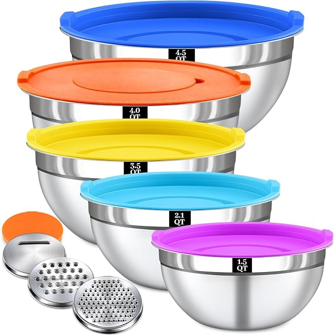 8PCS Mixing Bowls with Lids Set by Boskermeal