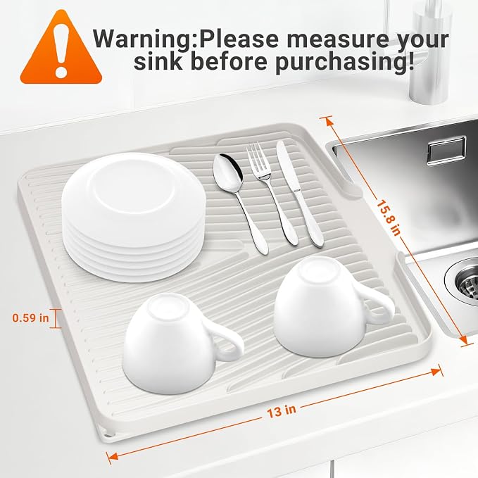 Silicone Dish Drying Mat for Kitchen Counter, Dish Drying Pad, Non-Slip Drain - Image 2