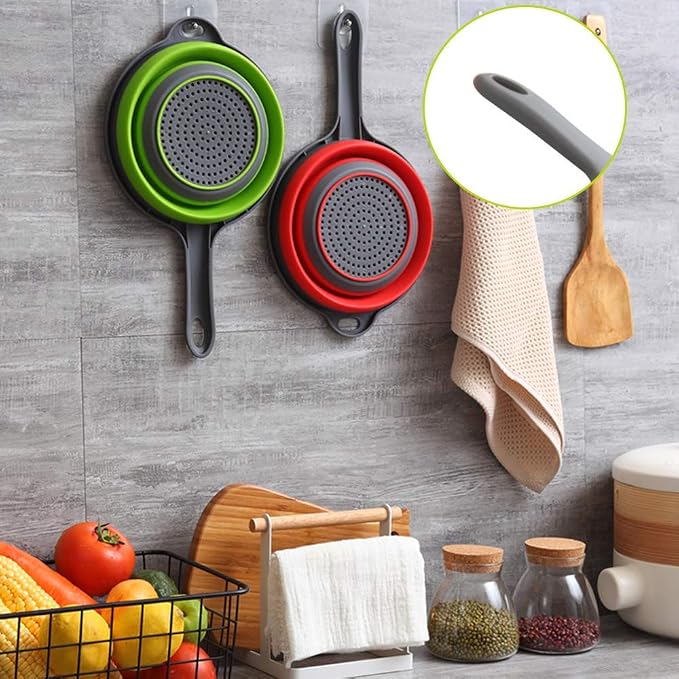 2 Pack Kitchen Foldable Silicone Strainer Colanders, Collapsible Colanders - Image 7
