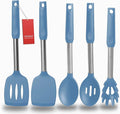 Silicone Spatula and Cooking Spoon, 5 Pack Solid & Slotted Spoons and Spatulas by VOVOLY