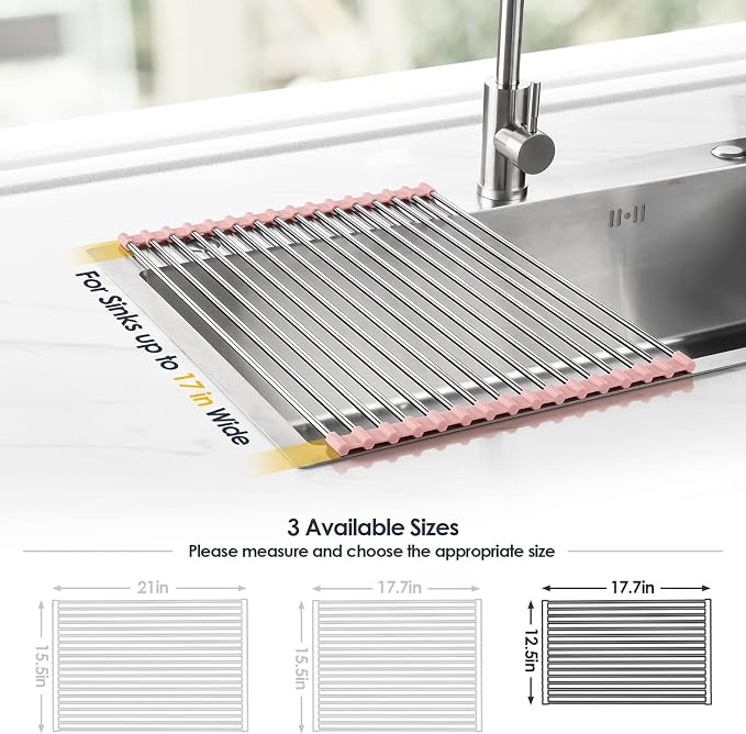 Tomorotec 17.7" x 12.5" Roll Up Dish Drying Rack Over Sink Drying Rack Sink - Image 4