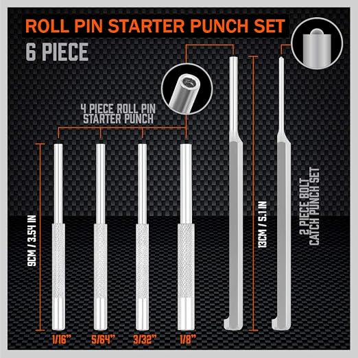 Premium 7-Piece Roll Pin Starter Punch and Bolt Catch Install Punch Set - Image 2