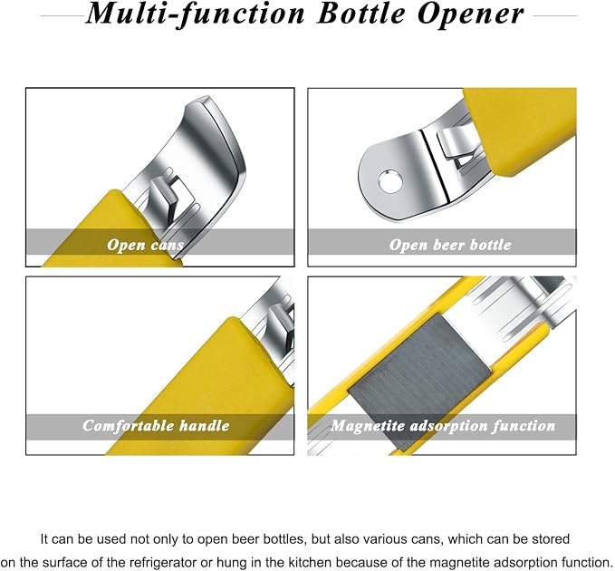 3 Pieces Magnetic Bottle Openers Can Opener Classic Beer Opener Stainless Steel - Image 2