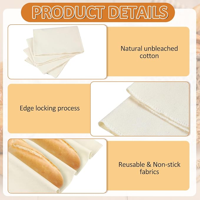 Ninsula 4PCS Tea Towels for Baking Sourdough, 14x18.8 Inch Reusable Thick Bread - Image 4