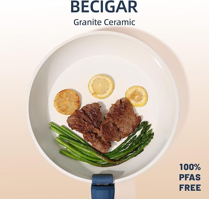 BECIGAR 23pcs Ceramic Pots and Pans Set, Nonstick Detachable Handle Cookware - Image 7