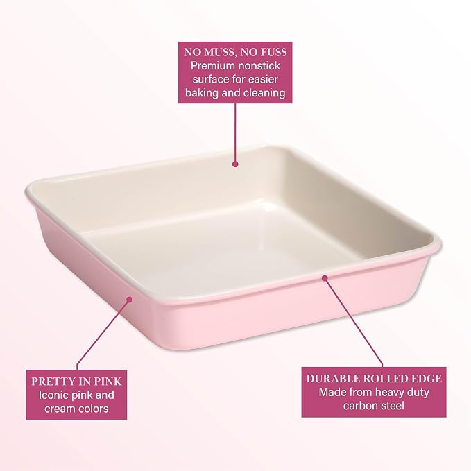 Paris Hilton Nonstick Carbon Steel Bakeware Collection, 9-Inch Square Cake Pan - Image 5