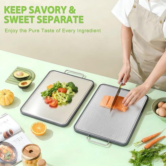 Stainless Steel Cutting Board for Kitchen, Double Sided Defrosting Tray - Image 8