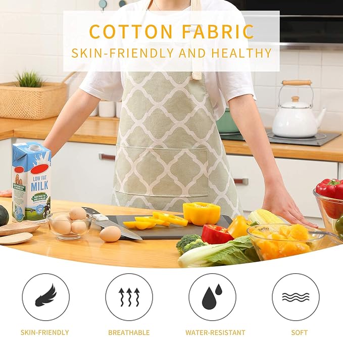 Tosewever 2 Pack Cotton Adjustable Bib Apron - Image 7