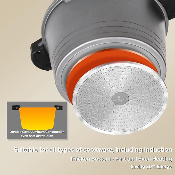 ROSSETTO 8.5QT Pasta Pot with Strainer Lid, Self-Draining Cooking Pot with - Image 4