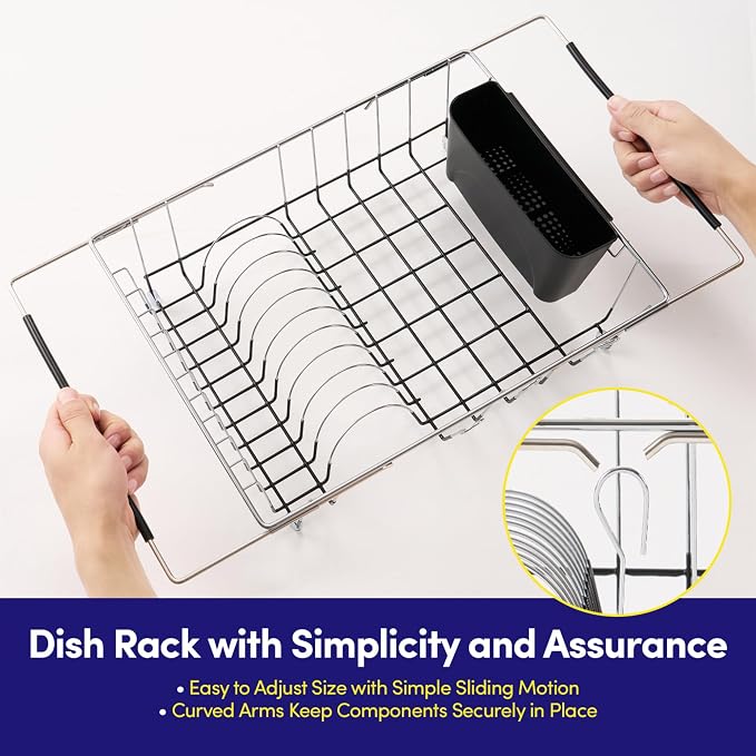 Dish Drying Rack Over The Sink Expandable to 24.5" Dish Drainer — Space-Saving - Image 5