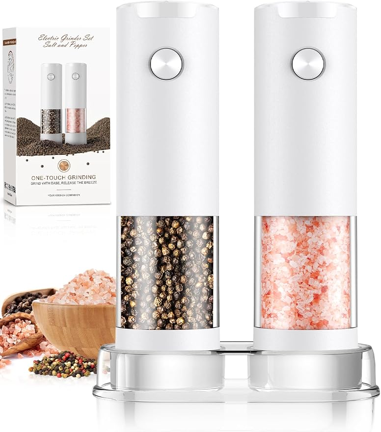 Electric Salt and Pepper Grinder Set Automatic Battery Pepper Mill Shakers by ioion