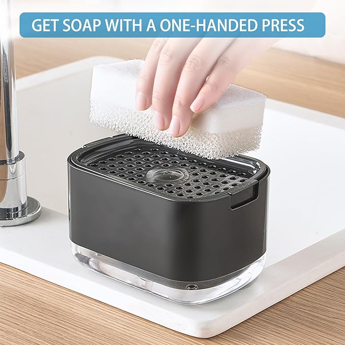 RUFCRIL Soap Pump Dispenser and Sponge Holder, 10oz / 300ml Dish Soap Dispenser - Image 4
