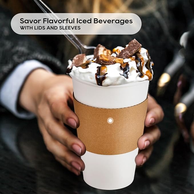 JOLLY PARTY 16 oz Paper Coffee Cups, Disposable Paper Coffee Cup - Image 5