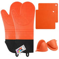 Silicone Oven Mitts and Pot Holders Set, MTZRFLL Extra Long Heat Resistant Oven by MTZRFLL
