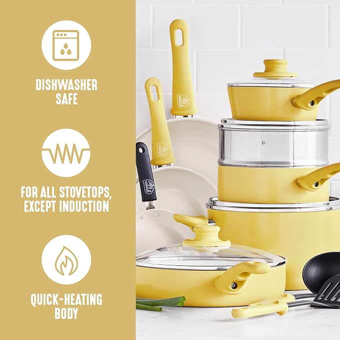 GreenLife 16 Piece Nonstick Cookware Set, Soft Grip Non-Toxic PFAS-Free Ceramic - Image 5