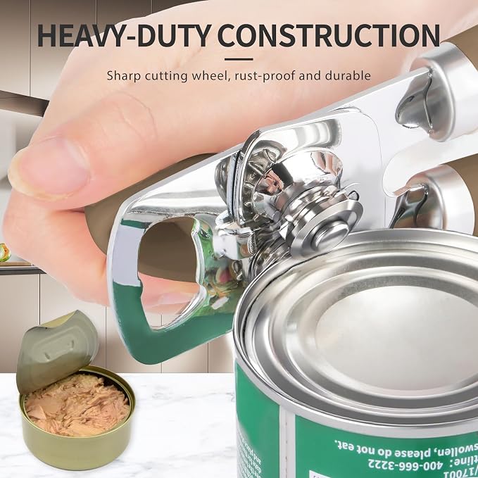 Safring Can Opener Manual, Heavy Duty Stainless Steel Smooth Edge Can Opener - Image 4