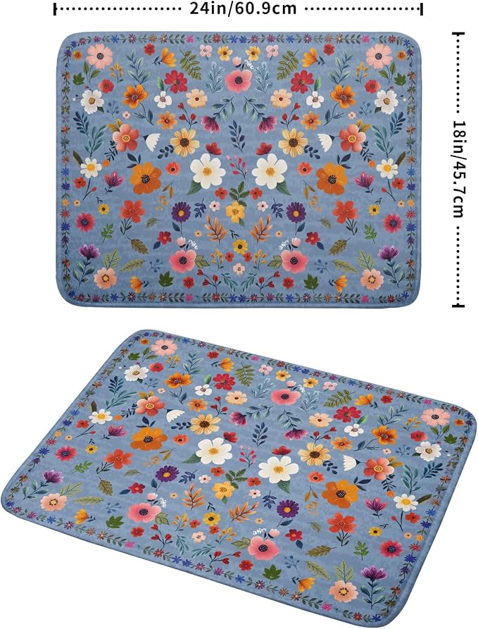 Colorful Flower Dish Drying Mat - Image 2