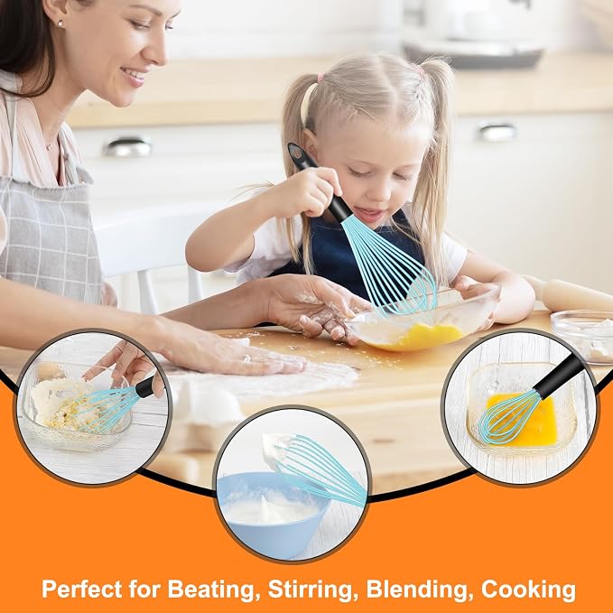 HOTEC 4 Pieces Silicone Whisks Set, Wire Balloon Whisks Egg Beater, Non-slip - Image 3