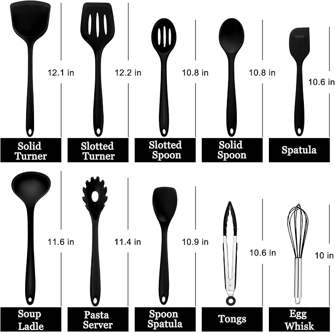 E-far 10 Pieces Silicone Cooking Utensils Set, Heat Resistant Kitchen Utensil - Image 2