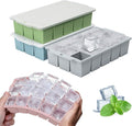 Silicone Ice Cube Tray with Locks Lids 4 Pack, Easy Release Flexible 15 Square by MEIJO