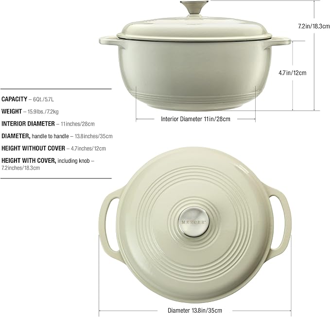 Mercer Culinary Enameled Cast Iron Round Dutch Oven, 6 qt. - Image 5
