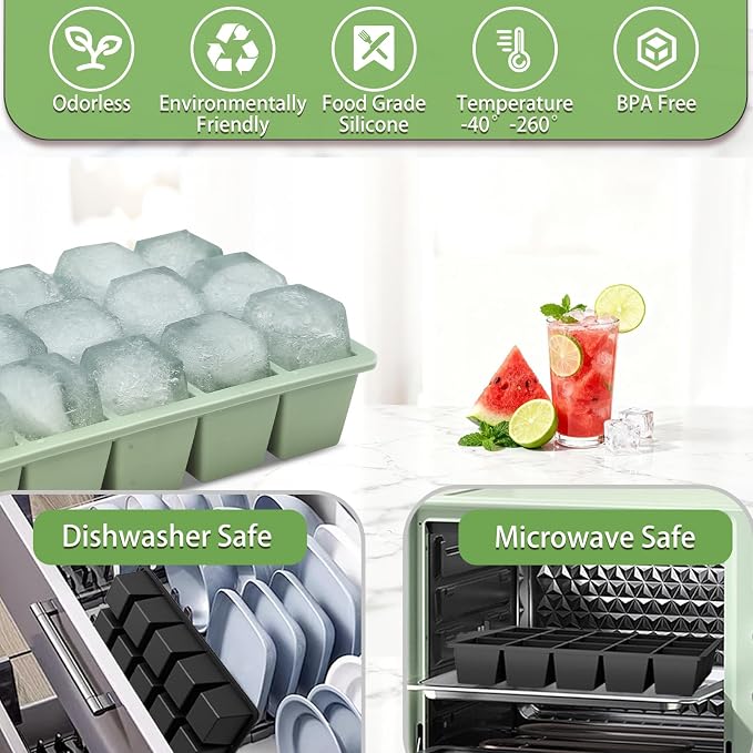 Ice Cube Trays for Freezer, 2 Pack Easy Release Slicone Ice Cube Tray - Image 5