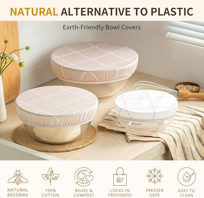 Reusable Bowl Covers for Bread Proofing- 3pc Beeswax Bowl Covers Reusable - Image 4