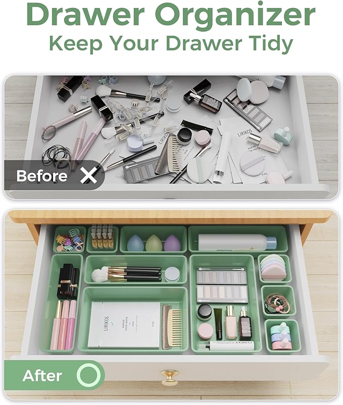 BiuLeon 25 PCS Plastic Drawer Organizers Set, 4-Sizes Vanity and Makeup - Image 4