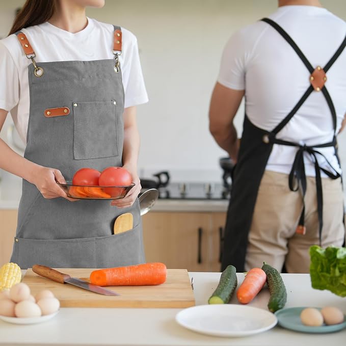 Aoomzoon Canvas Aprons for Men Chef Apron, Work Apron - 16oz Heavy Duty Cross - Image 7