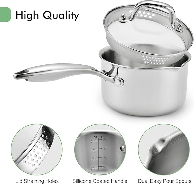 2.0 Quart Stainless Steel Pot Saucepan - Image 4