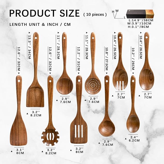 Wooden Spoons for Cooking, Nonstick Cooking Utensil Set - Image 2