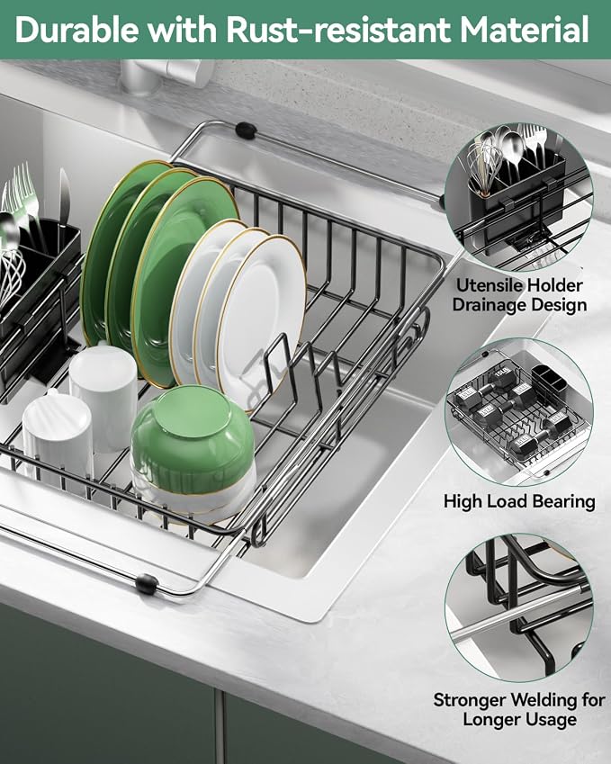 Expandable Dish Drying Rack for in-Sink, and Counter Use, Dish Drainer - Image 5