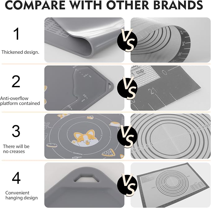 Ourokhome Silicone Baking Mat Sheet and Pastry Dough Cutter, 0.5 Inch Thick - Image 5