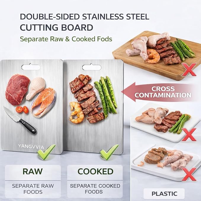 Cutting Board, 316L Food-Grade Stainless Steel Cutting Board Set of 3 | - Image 2