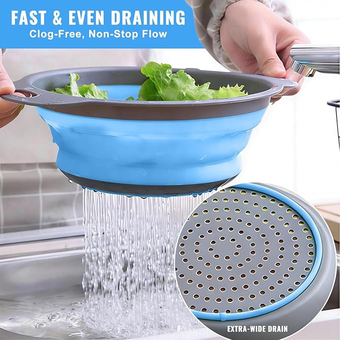 2 Pack Collapsible Silicone Colander - Image 2