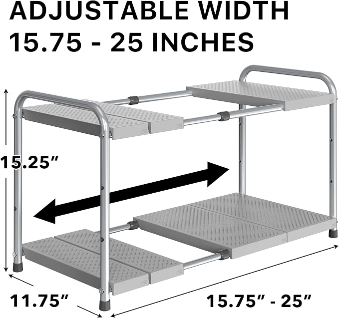 Simple Houseware Under Sink 2-Tier Heavy Duty Expandable Rack Organizer - Image 2