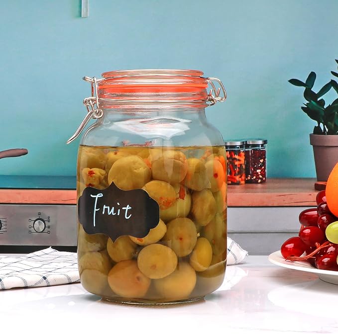 50oz Glass Jars with Clamp Lids, 1500ml Square Wide Mouth Mason Jars with - Image 4
