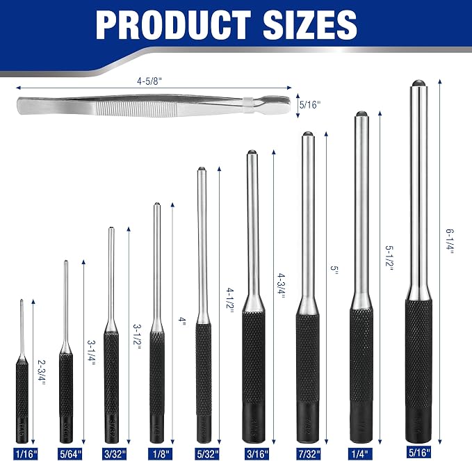 WORKPRO 9-Piece Roll Pin Punch Set - Image 2