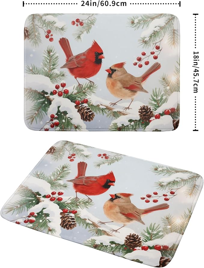 Winter Cardinal Bird Dish Drying Mat - Image 2