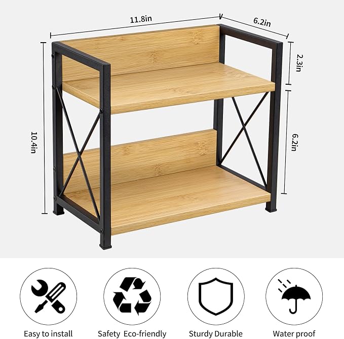 Giikin Countertop Shelf Organizer, 2 Tier Kitchen Spice Rack Organizer - Image 4