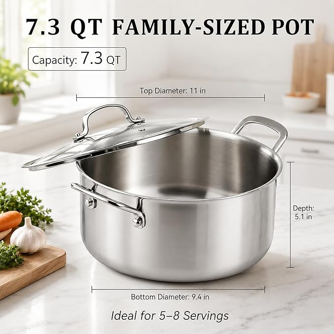 WANGYUANJI 7.3 QT Stainless Steel Stock Pot - Image 3