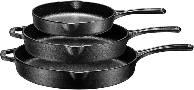 Bruntmor 8, 10 and 12 Inch Pre-Seasoned Frying Pan Set of 3, Oven Safe Skillet - Image 8