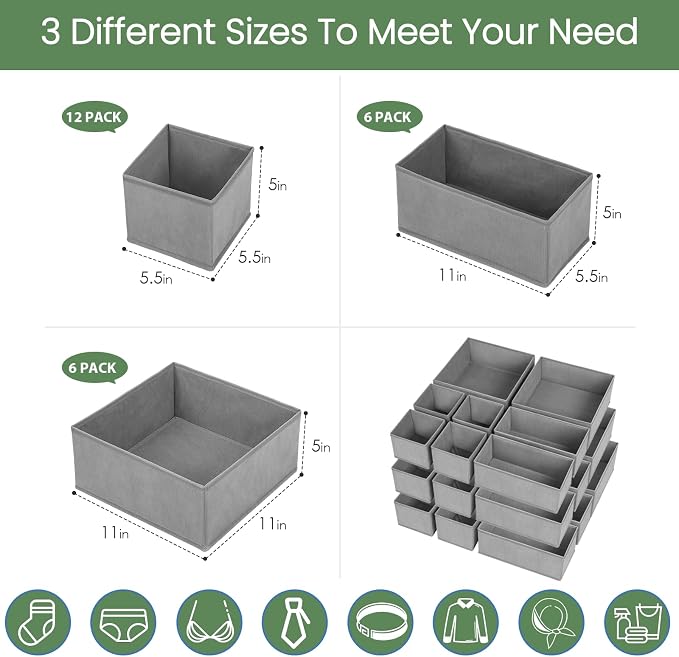 Criusia Drawer Organizer Clothes, 24 Pack Underwear Drawer Organizers, Foldable - Image 4